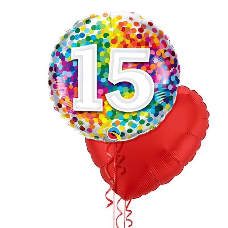 Happy 15th Birthday Confetti Balloon Bouquet