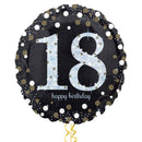Happy 18th Birthday Black and Silver Holographic Balloon Bouquet