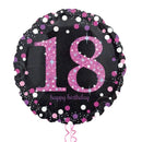 Happy 18th Birthday Pink and Black Holographic Balloon Bouquet