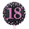 Happy 18th Birthday Pink and Black Holographic Balloon Bouquet