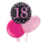Happy 18th Birthday Pink and Black Holographic Balloon Bouquet