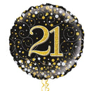 Happy 21st Birthday Black and Gold Balloon Bouquet