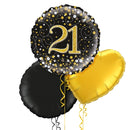 Happy 21st Birthday Black and Gold Balloon Bouquet