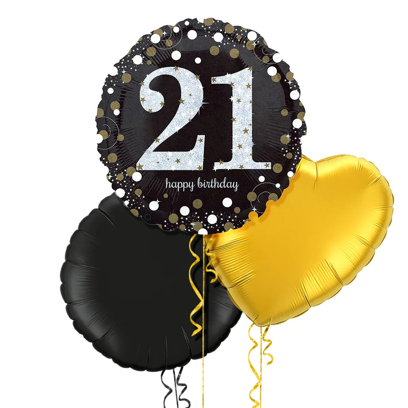 Happy 21st Birthday Holographic Balloon Bouquet