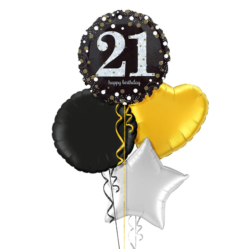 Happy 21st Birthday Holographic Balloon Bouquet