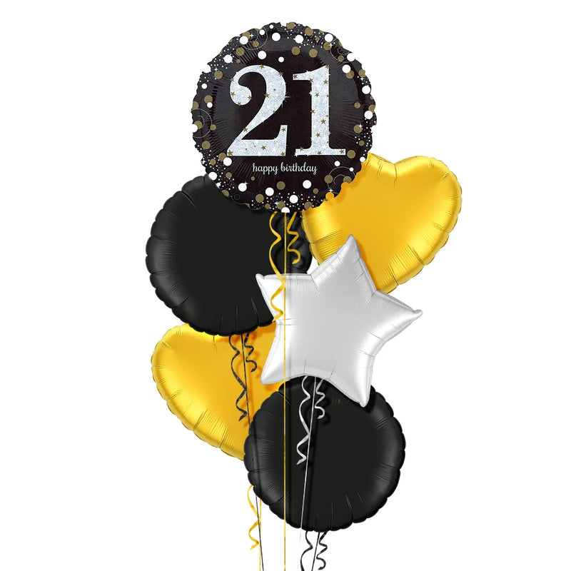 Happy 21st Birthday Holographic Balloon Bouquet
