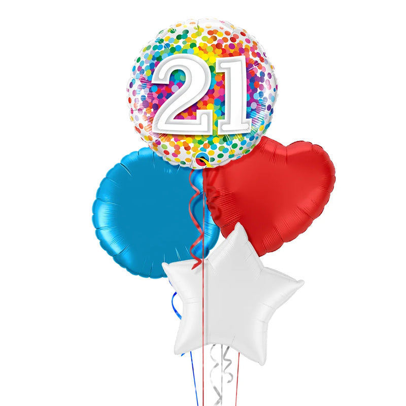 Happy 21st Birthday Rainbow Confetti Balloon Bouquet