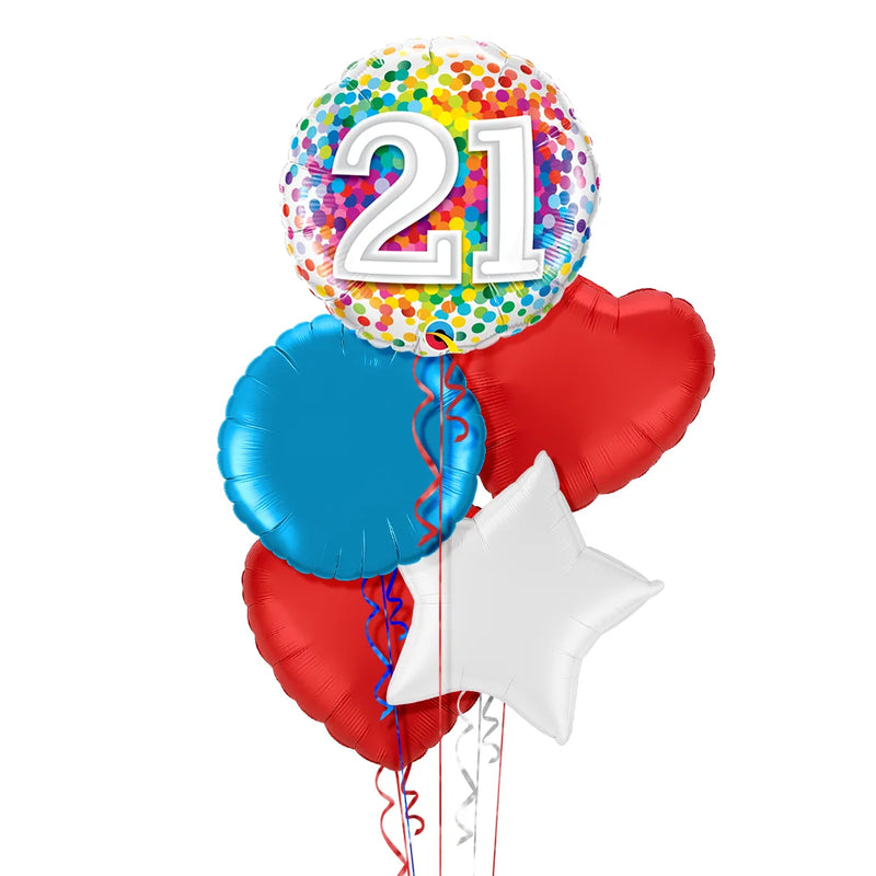 Happy 21st Birthday Rainbow Confetti Balloon Bouquet