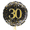 Happy 30th Birthday Black and Gold Holographic Balloon Bouquet