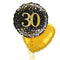 Happy 30th Birthday Black and Gold Holographic Balloon Bouquet