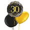 Happy 30th Birthday Black and Gold Holographic Balloon Bouquet