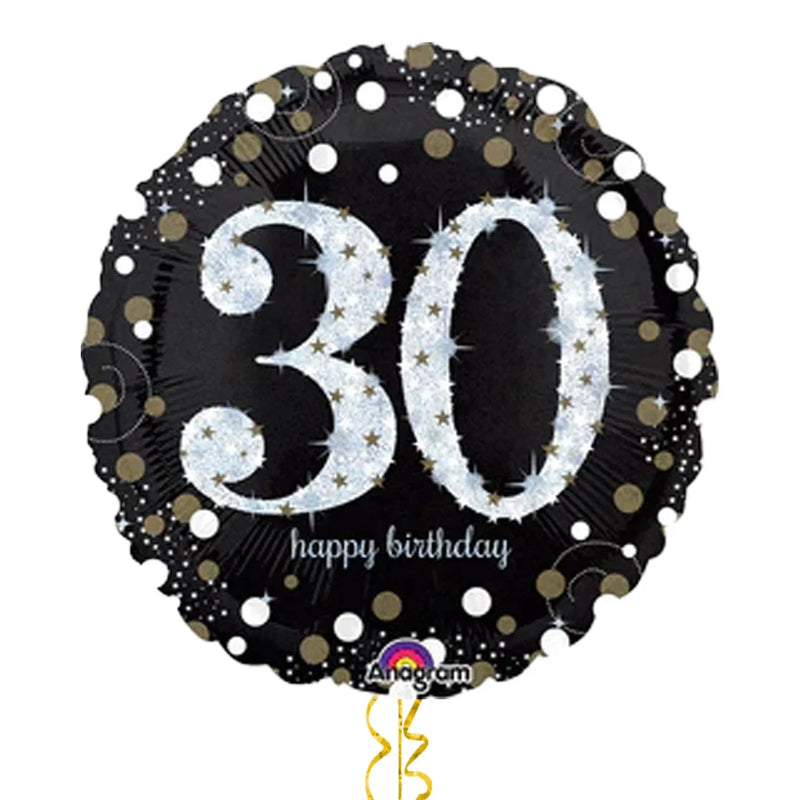 Happy 30th Birthday Holographic Balloon Bouquet