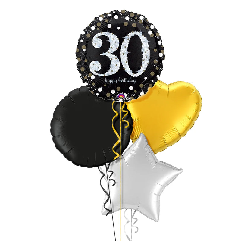 Happy 30th Birthday Holographic Balloon Bouquet