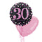 Happy 30th Birthday Pink and Black Holographic Balloon Bouquet