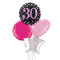 Happy 30th Birthday Pink and Black Holographic Balloon Bouquet