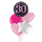 Happy 30th Birthday Pink and Black Holographic Balloon Bouquet