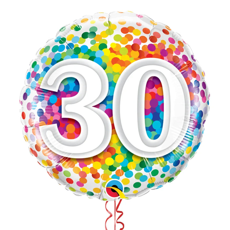 Happy 30th Birthday Rainbow Confetti Balloon Bouquet