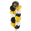 Happy 40th Birthday Black and Gold Holographic Balloon Bouquet