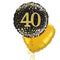 Happy 40th Birthday Black and Gold Holographic Balloon Bouquet