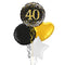 Happy 40th Birthday Black and Gold Holographic Balloon Bouquet