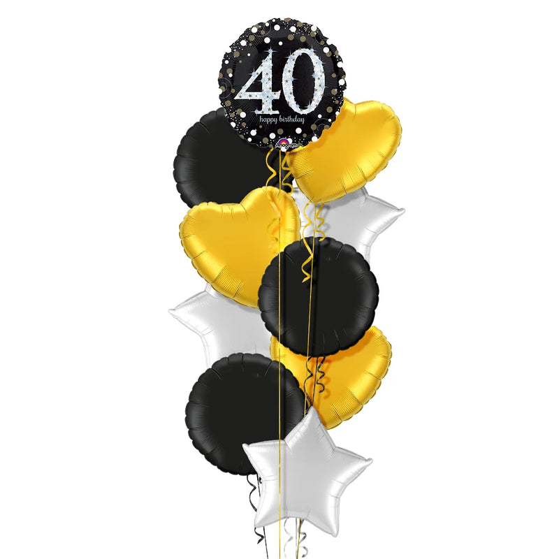 Happy 40th Birthday Holographic Balloon Bouquet