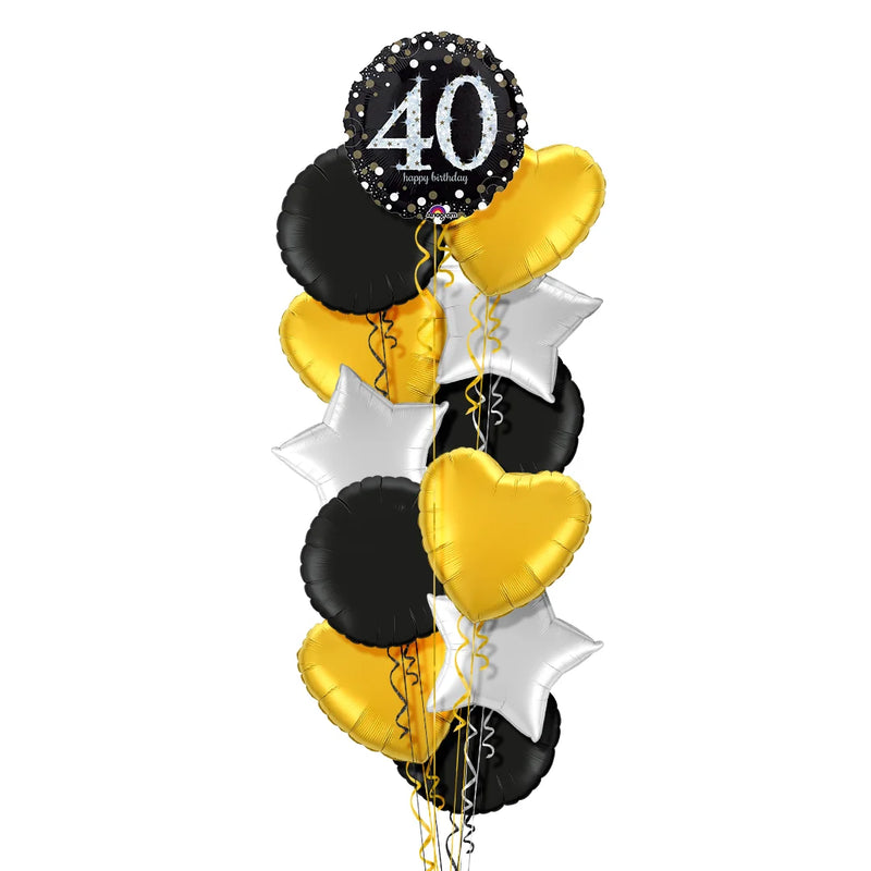 Happy 40th Birthday Holographic Balloon Bouquet