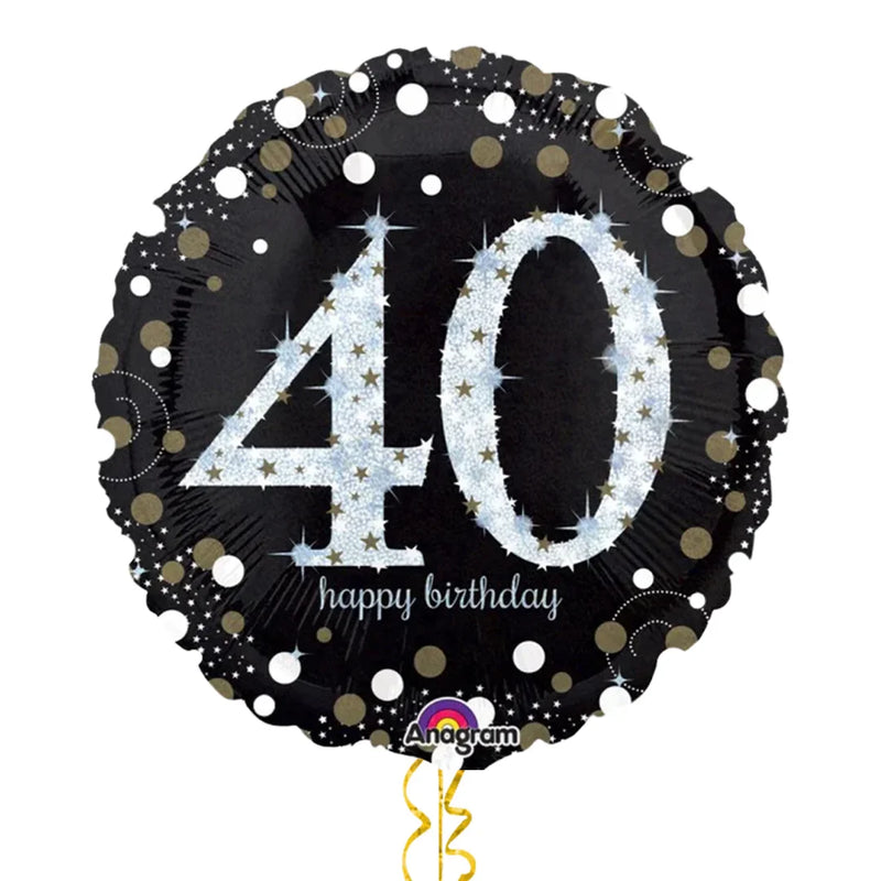 Happy 40th Birthday Holographic Balloon Bouquet