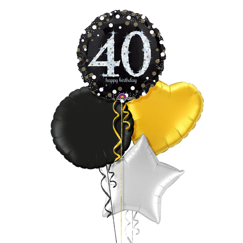 Happy 40th Birthday Holographic Balloon Bouquet