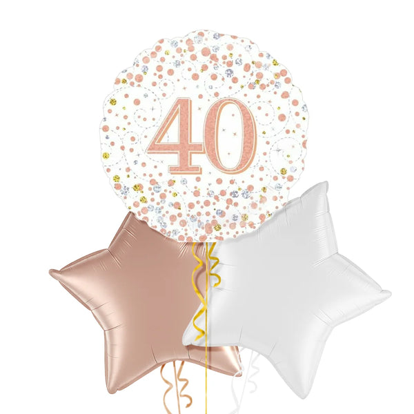 Happy 40th Birthday Rose Gold Balloon Bouquet