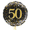 Happy 50th Birthday Black and Gold Holographic Balloon Bouquet