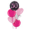 Happy 50th Birthday Pink and Black Holographic Balloon Bouquet