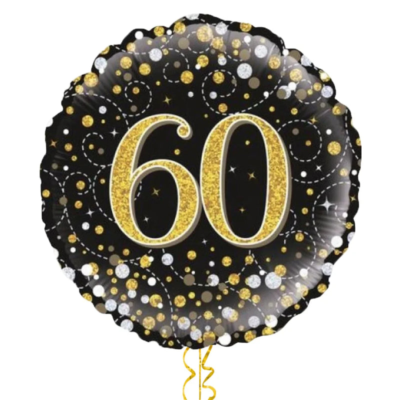 Happy 60th Birthday Black and Gold Balloon Bouquet