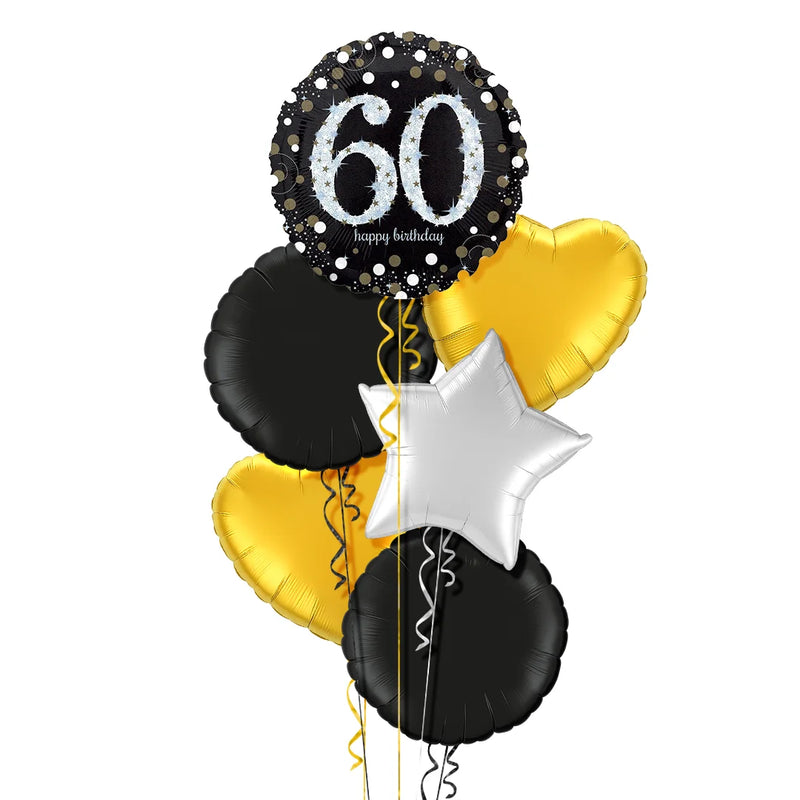 Happy 60th Birthday Holographic Balloon Bouquet