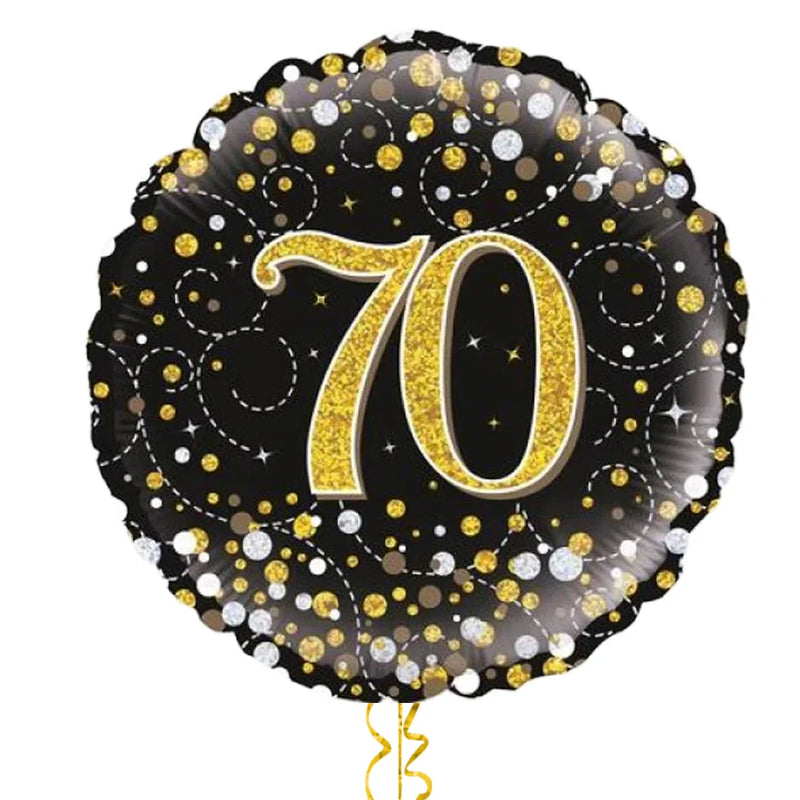Happy 70th Birthday Black and Gold Balloon Bouquet