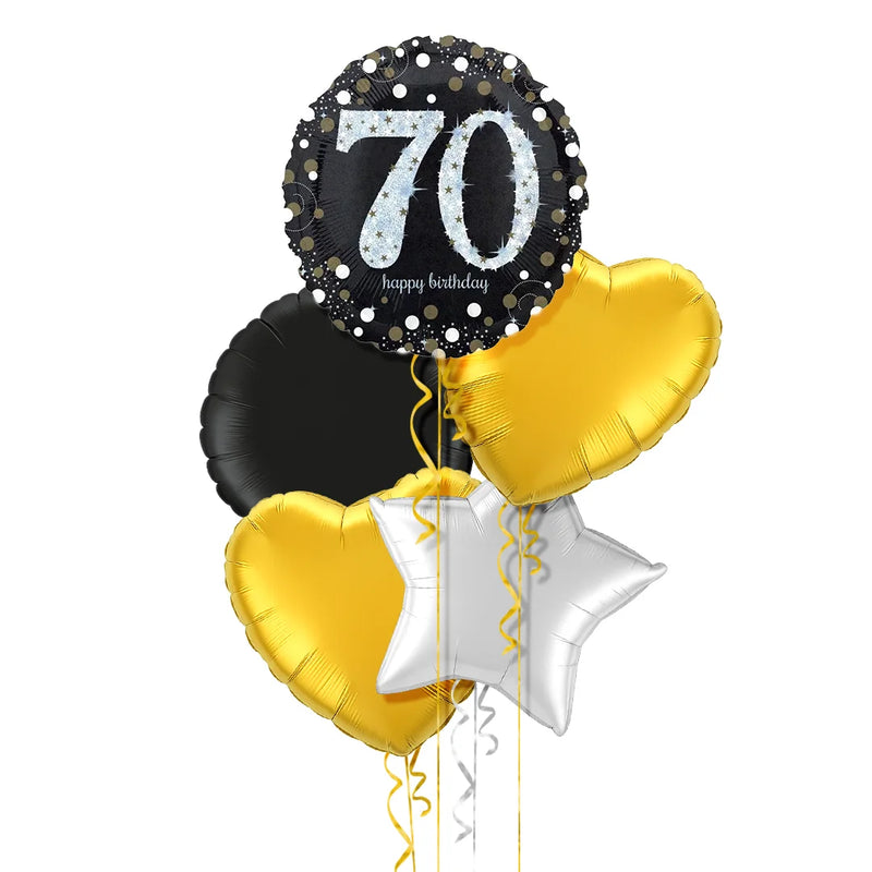 Happy 70th Birthday Holographic Balloon Bouquet