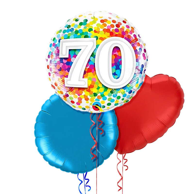 Happy 70th Birthday Rainbow Confetti Balloon Bouquet