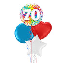 Happy 70th Birthday Rainbow Confetti Balloon Bouquet