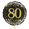 Happy 80th Birthday Black and Gold Holographic Balloon Bouquet