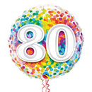Happy 80th Birthday Rainbow Confetti Balloon Bouquet