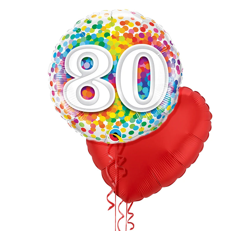 Happy 80th Birthday Rainbow Confetti Balloon Bouquet