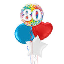 Happy 80th Birthday Rainbow Confetti Balloon Bouquet