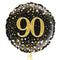 Happy 90th Birthday Black and Gold Holographic Birthday Balloon Bouquet