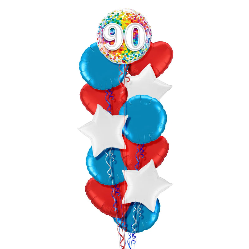 Happy 90th Birthday Rainbow Confetti Balloon Bouquet