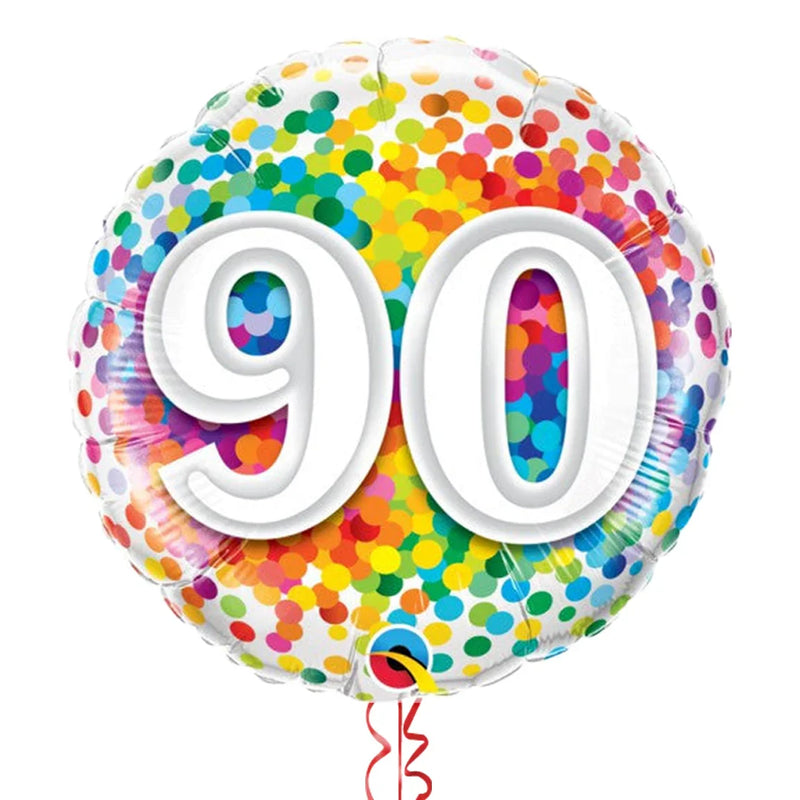 Happy 90th Birthday Rainbow Confetti Balloon Bouquet
