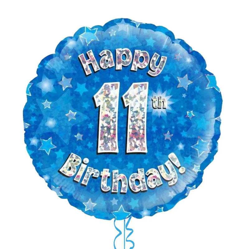 Happy Birthday 11th Blue Foil Balloon Bouquet