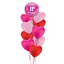 Happy Birthday 11th Pink Foil Balloon Bouquet