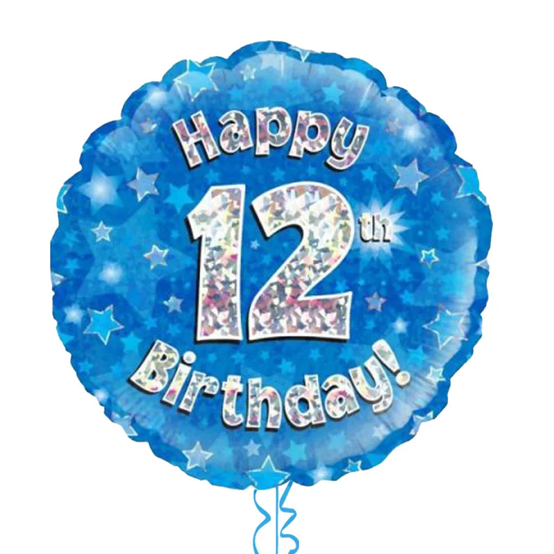 Happy Birthday 12th Blue Foil Balloon Bouquet