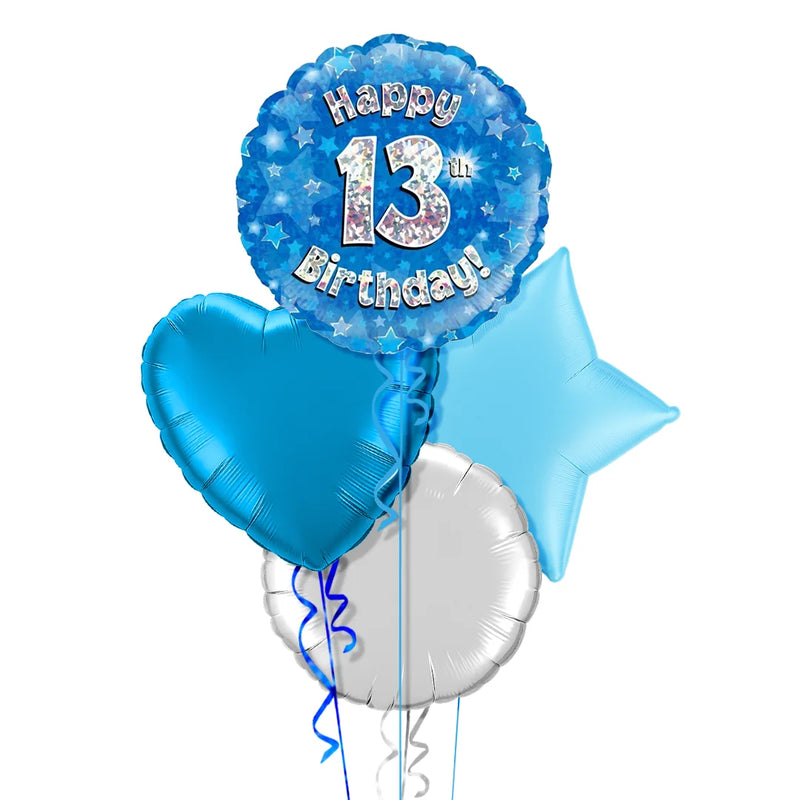 Happy Birthday 13th Blue Foil Balloon Bouquet
