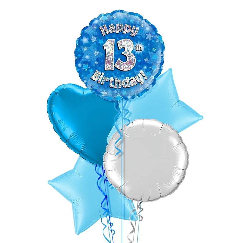 Happy Birthday 13th Blue Foil Balloon Bouquet