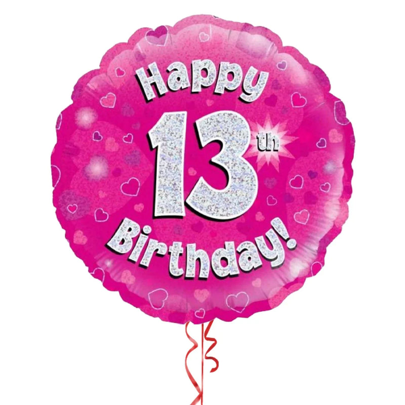 Happy Birthday 13th Pink Foil Balloon Bouquet